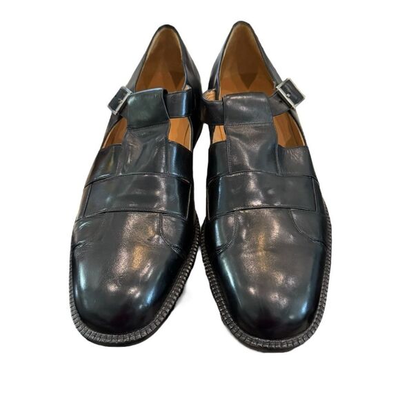 New Mezlan Hash-Lea Black Leather Fisherman’s Men\'s Shoes Sandals 13